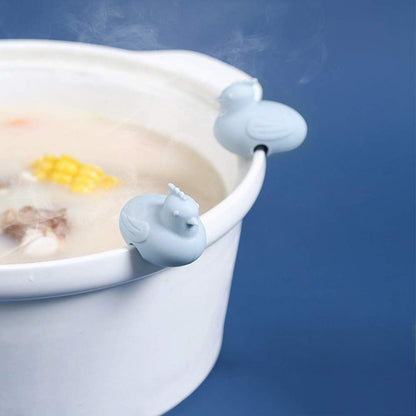 Silicone Pot Lid Lifters, Cute Animal Heat Resistant Pot Lid Rack Holder Clips, Spill- Proof Steam Vent Stand for Soup Pots Saucepan(Pig)