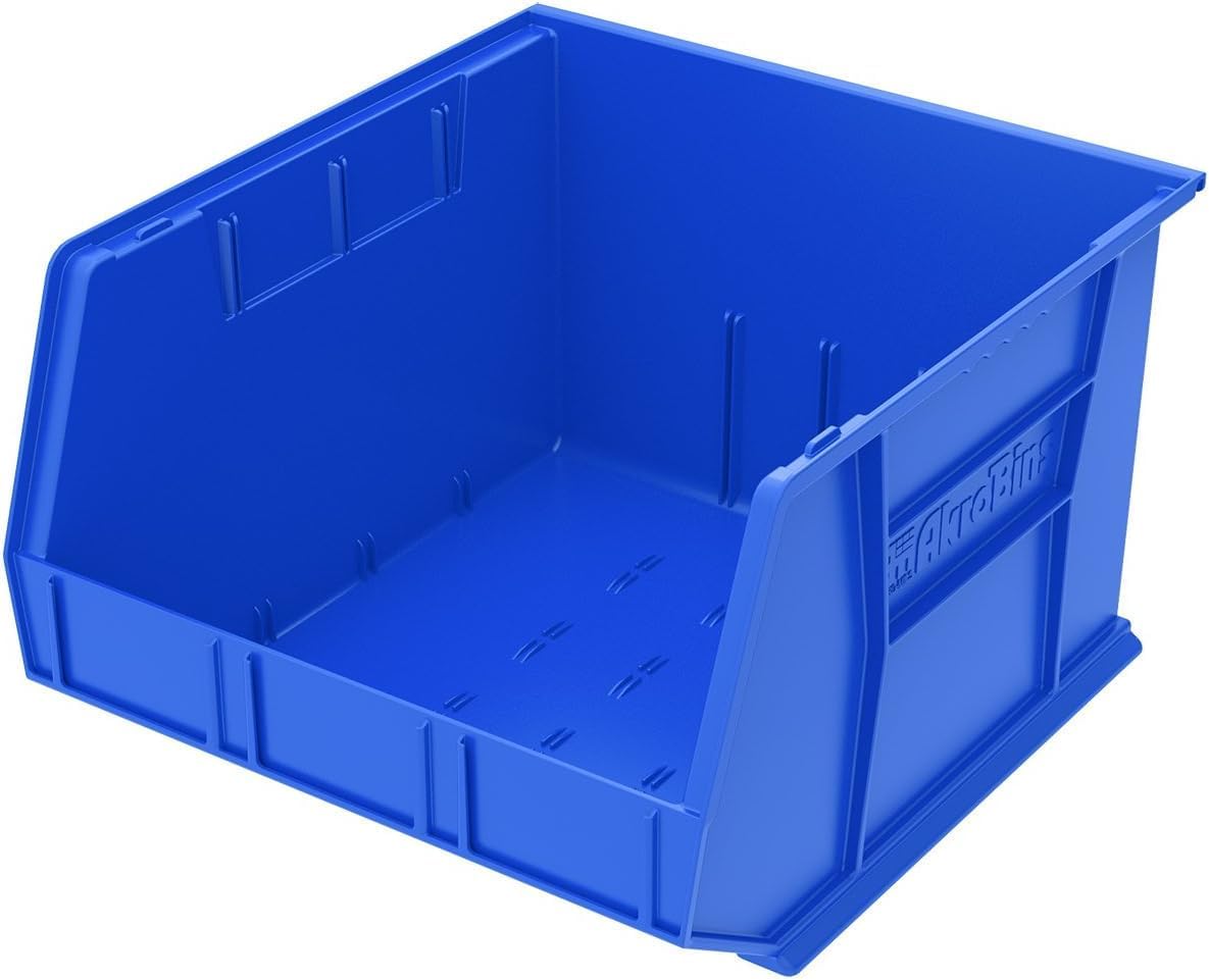Akro-Mils 30270 AkroBins Plastic Storage Bins, Space-Saving Stackable Bins for Garage, Pantry, Craft Organization, 18" x 16" x 11", Clear, 3-Pack