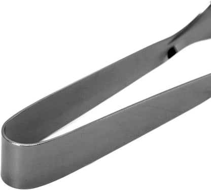 Ice Tongs for Ice Bucket, Serving Tongs, Bar Tongs, Food Grade Thicken Stainless Steel Prevents Slipping Sugar Food Tweezers for Home Kitchen Bar(Black)
