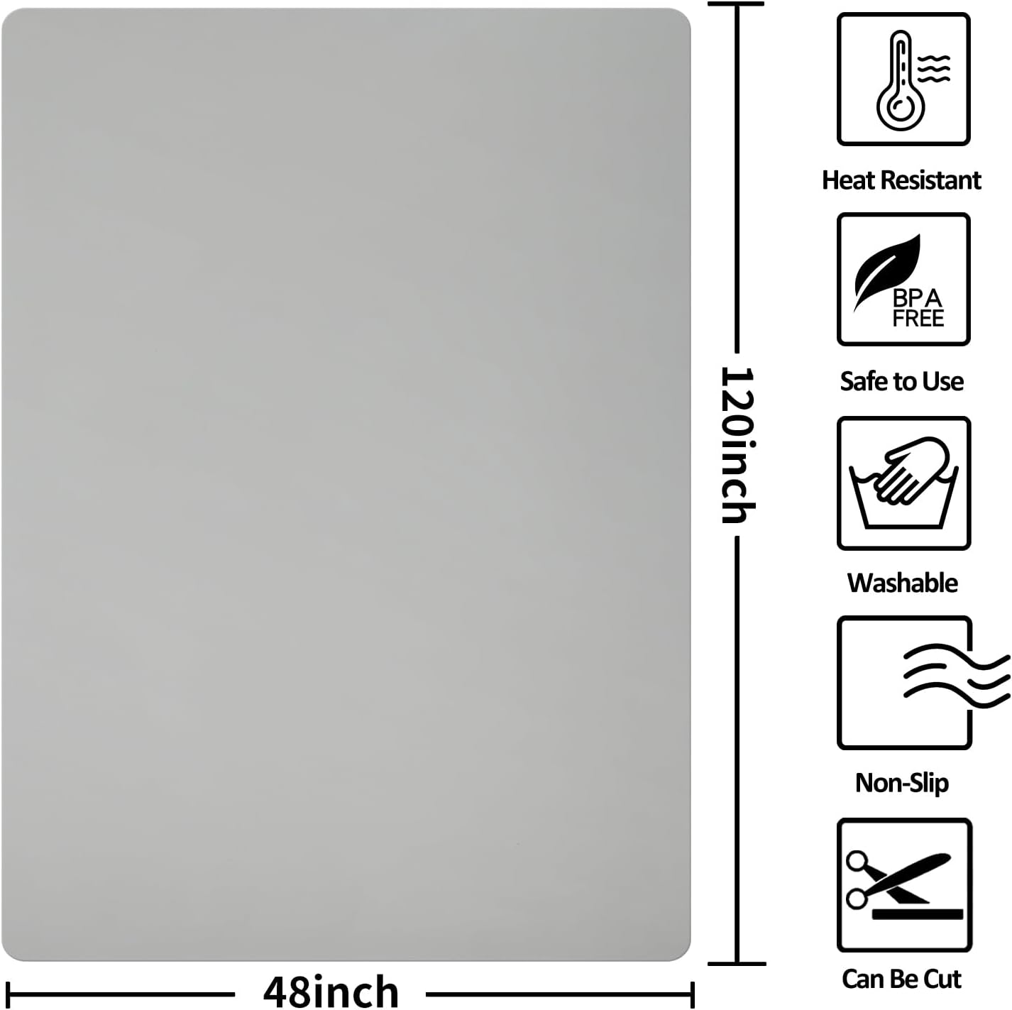 Silicone Mat Heat Resistant Mats for Countertop, Large Silicone Mats for Crafts Kitchen Counter Workbench Table protector, Size 36x24 inches Thick 2mm,Rolled Package,Light Blue