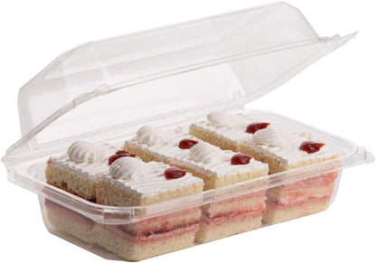 Smygoods Plastic Clamshell Food Containers, (Pack of 50-8x8x3 3/8) 3-Compartment, to go Containers, Hinged Food Container