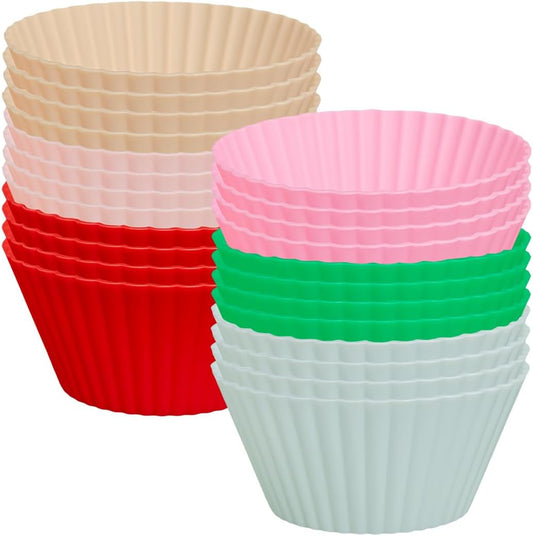 24 Pack Silicone Cupcake Baking Cups - Heavy Duty Cupcake Liners, Non-stick and Dishwasher Safe Silicone Baking Liners, Non-toxic Muffin Liners by Tacken