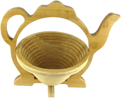 MYOSOTIS Foldable Fruit Basket Collapsible Bamboo Fruit and Veggie Basket Fruit Bowl Holder and Dried Fruit Basket For Holiday Party (Duck)