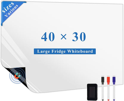 Magnetic Fridge White Board Paper, 8" x 12" 2 Pack Small Dry Erase Board Sheet for Organizer and Planner, Kitchen Refrigerator Whiteboard for Family to-do List, Includes Markers and Eraser