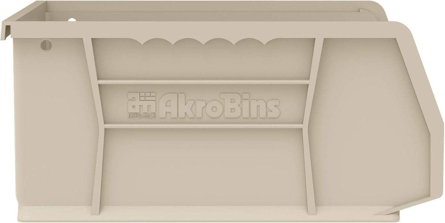 Akro-Mils 30235 AkroBins Plastic Storage Bins, Space-Saving Stackable Bins for Garage, Pantry, Craft Organization, 11" x 11" x 5", Clear, 6-Pack