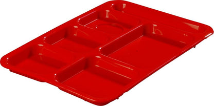 Carlisle FoodService Products P614R09 Right-Hand 6-Compartment Polypropylene Tray, 10" x 14", Green