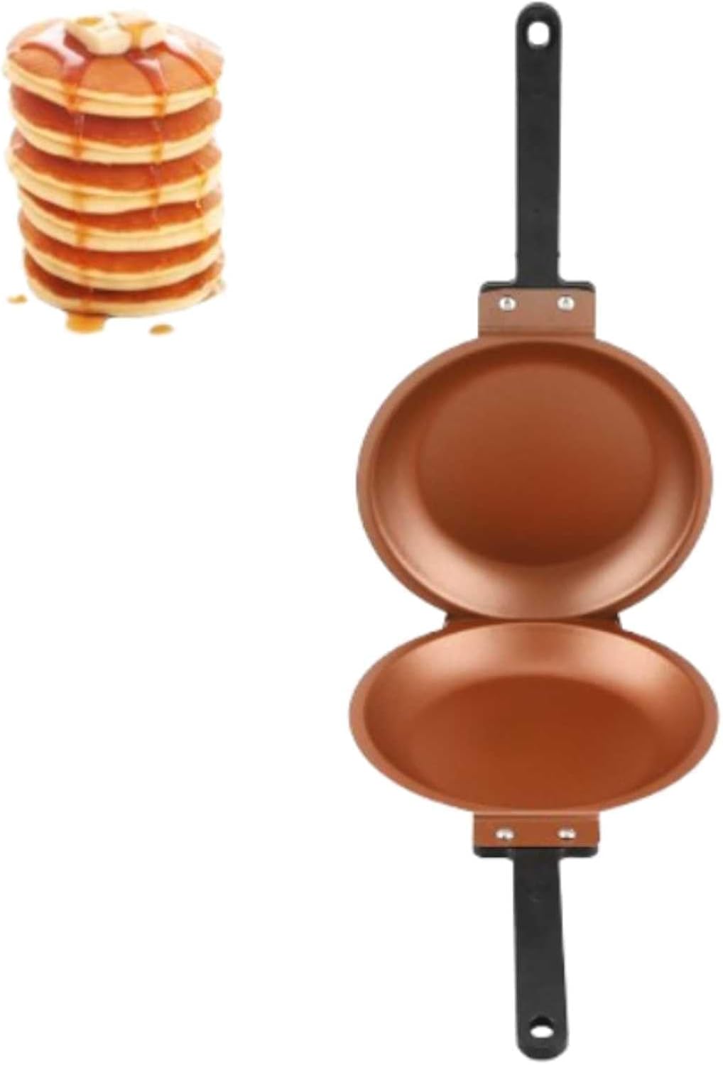Double Sided Frying Pan, Nonstick Baking Pancake Pan with Flip Design Fried Egg Pancake Maker for Fluffy Pancakes Omelette Maker Frittata Maker