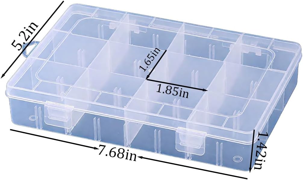 3pcs Clear Storage Small Parts Organizer Box Storage Bin With Dividers Multi Compartment for Beads Art DIY Tackle Box Organizer (10 - compartment in length)