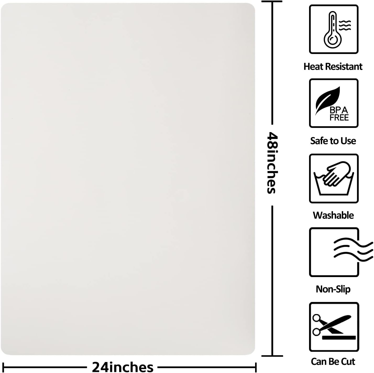 Silicone Mat Heat Resistant Mats for Countertop, Large Silicone Mats for Crafts Kitchen Counter Workbench Table protector, Size 36x24 inches Thick 2mm,Rolled Package,Light Blue