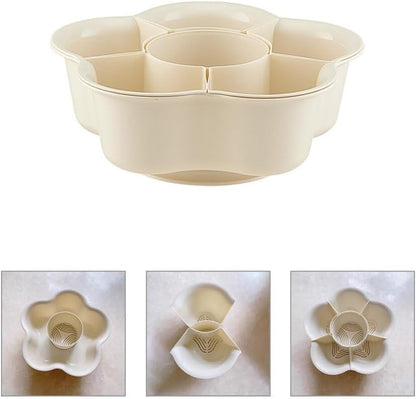 Kichvoe Rotation Vegetable Platter - Drainage System Divided Serving Tray - for Hot Pot Reusable for Family Gatherings and Dinner Parties Compartment Dairy 13.77X7.48X5.11In