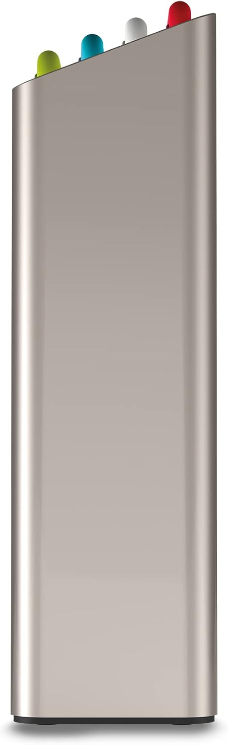 Joseph Joseph Folio Icon 4-Piece Multi Colour coded Cutting Board Set, Stainless Steel Slimline case for organized Kitchen storage, Silver