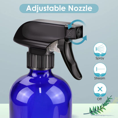 Bontip Glass Spray Bottle 16 oz for Cleaning, Plants (2 Pack, Amber)