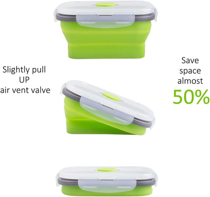Collapsible Food Storage Containers with Lids, 4 Pack, 40 oz Silicone 1-Compartment Meal Prep Containers Reusable, Lunch Bento Boxes for Adults, Microwave Freezer Dishwasher Safe, BPA-Free, Black