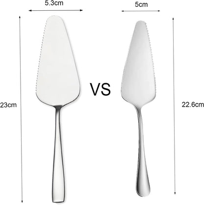 Cake Pie Servers, 9.06" Stainless Steel Wedding Cake Cutter with Serrated Edges, Pie Spatula Pizza Pastry Server Set of 2, Square Handle Cake Cutting Set for Wedding Brithday Party and Events