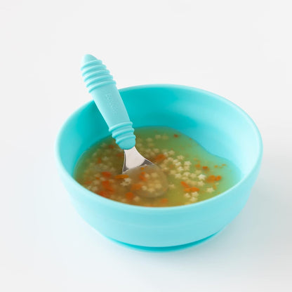 Bumkins Baby Bowl, Silicone Suction, for Babies, Toddlers and Kids, Baby Led Weaning, Feeding Essentials, Platinum Silicone, Non Skid Sticky Bottom, Supplies for Children Ages 6 Months Up, Gray