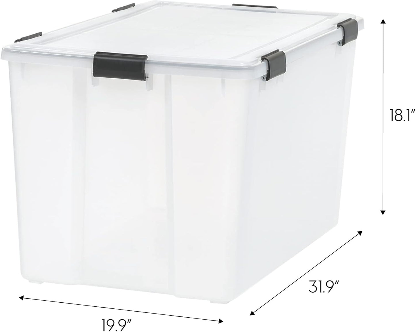 IRIS USA 106 Quart WEATHERPRO Wheeled Plastic Storage Bin Tote Organizing Container with Durable Lid and Seal and Secure Latching Buckles, Clear/Black, 3 Pack