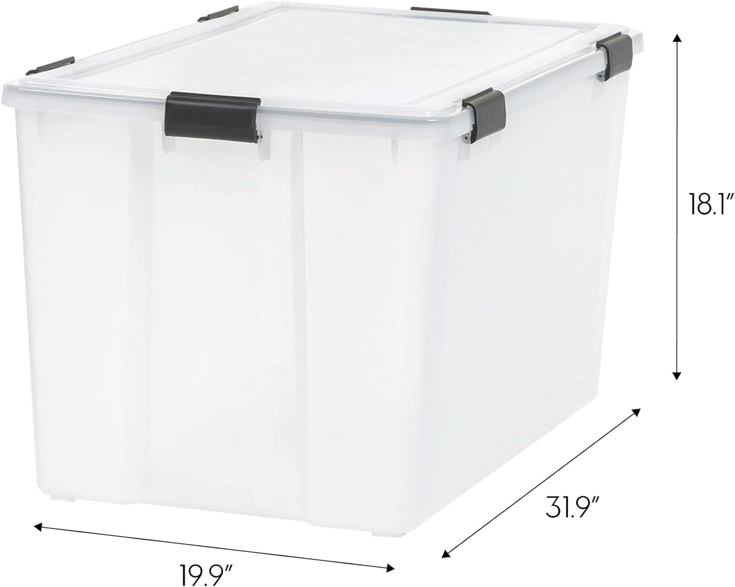 IRIS USA Storage Bins with Lids, WeatherPro Wheeled 106 Qt, Plastic, 3 Pack | Weather-tight gasket, wheels, and secure latches protect camping gear, tools, holiday décor, clothing, and documents.
