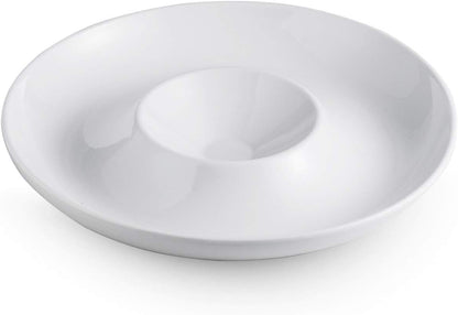LAUCHUH Veggie Tray Set of 2, Porcelain Chip & Dip Serving Set Divided Serving Platter White Serving Tray for Father's Day Party, Fruits, Veggies, Candy, Snack, Dessert, 12 inch