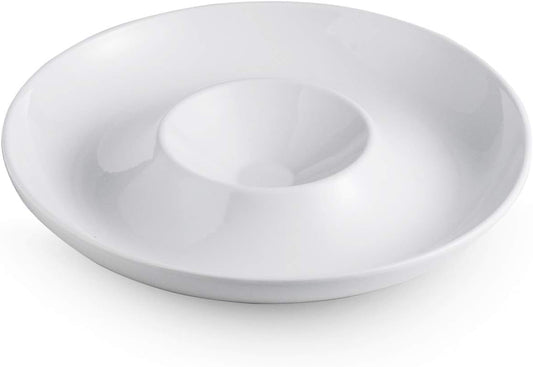LAUCHUH Veggie Tray Set of 2, Porcelain Chip & Dip Serving Set Divided Serving Platter White Serving Tray for Father's Day Party, Fruits, Veggies, Candy, Snack, Dessert, 12 inch