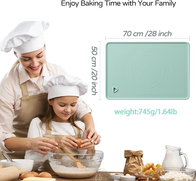 Silicone Baking Mat, 24"X16" Extra Large Non-stick Silicone Mat With High Edge, Food Grade Silicone Dough Rolling Mat For Making Cookies, Macarons, Multipurpose Mat, Countertop Mat, Placemat