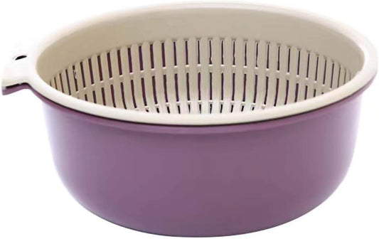Colander for Kitchen, 2 in 1 Double Layer Strainer and Washing Basket Bowl Set, BPA-Free Plastic Dishwasher Safe for Fruits Vegetables Pasta and Salad