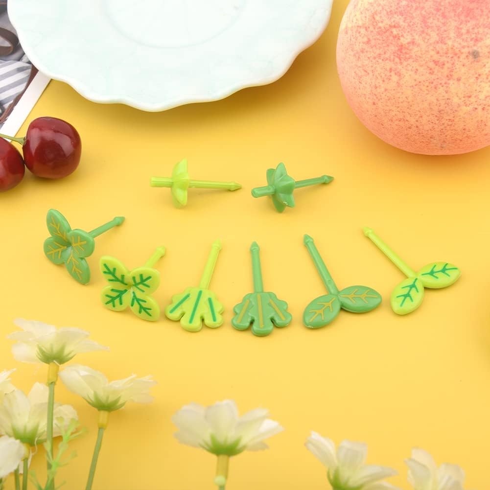24 PCS Four-Leaf Food Picks for Kids,Fun Bento Picks, Cute Cartoon Four-Leaf Fruit Food Toothpicks,Reusable Kids Lunch Accessories for Bento Box, Lunch Bento Box Picks for Toddler(Green)