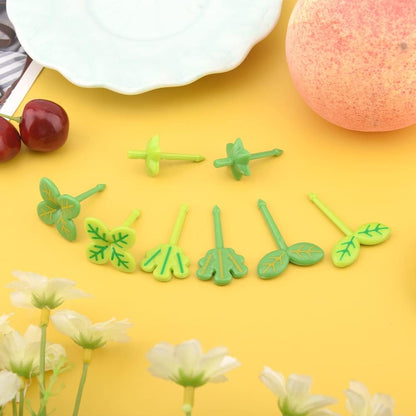 24 PCS Four-Leaf Food Picks for Kids,Fun Bento Picks, Cute Cartoon Four-Leaf Fruit Food Toothpicks,Reusable Kids Lunch Accessories for Bento Box, Lunch Bento Box Picks for Toddler(Green)