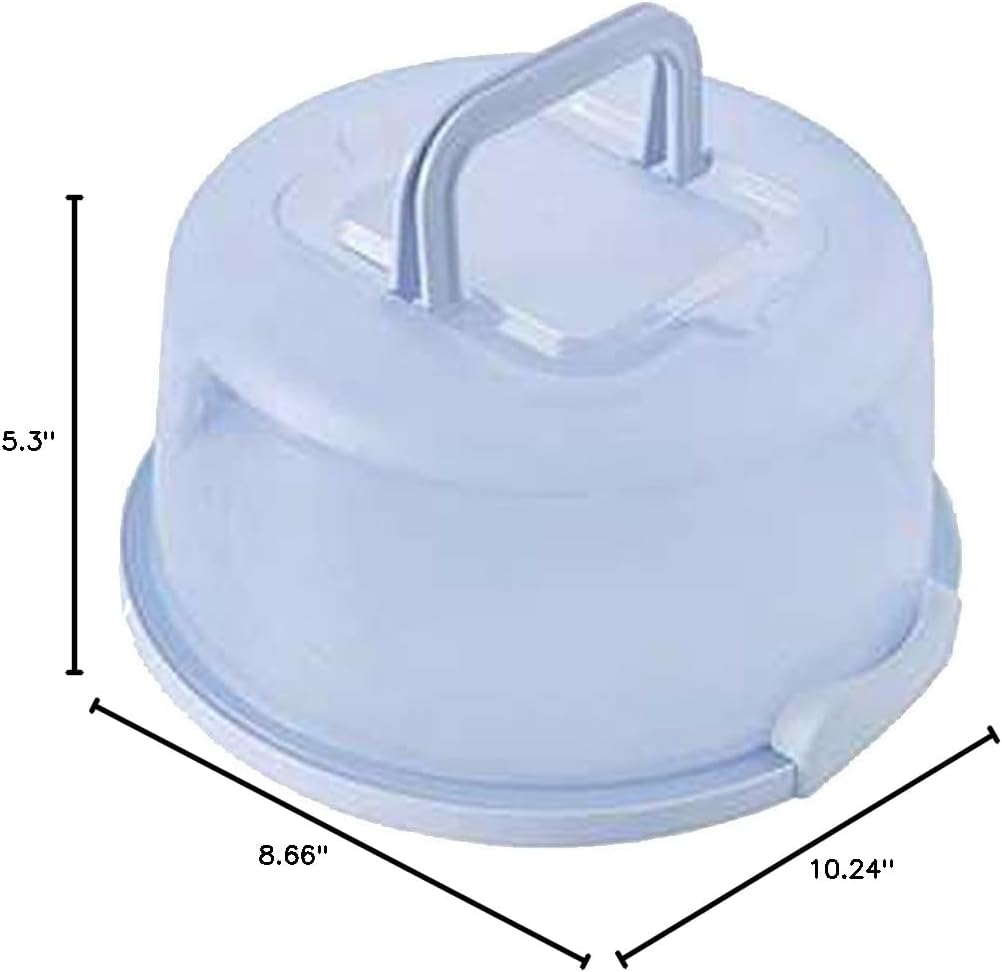 Cake Carrier with Lid and Handle, BPA-Free Cake Containers Cake Holder for 10 inch Cake Cupcake Carrier - Plastic Cover Two Sided Base for Transport Pies Nuts Fruit Perfect Gifts (Blue)