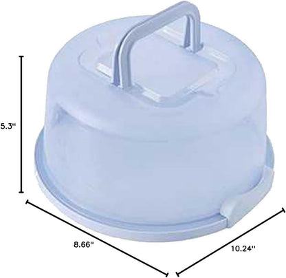 Cake Carrier with Lid and Handle, BPA-Free Cake Containers Cake Holder for 10 inch Cake Cupcake Carrier - Plastic Cover Two Sided Base for Transport Pies Nuts Fruit Perfect Gifts (Blue)
