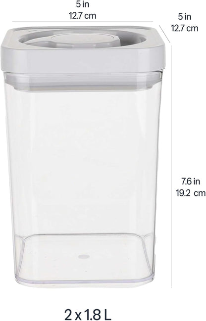 Amazon Basics Airtight Food Storage Containers, BPA Free, Dishwasher Safe, with Twist/Turn Lids, for Kitchen Pantry Organization, 10-Piece Square Set, Clear Plastic