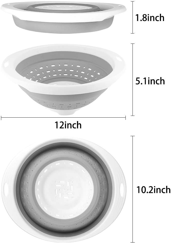 QiMH Collapsible Colander and Strainer, 5 Quart(1.25 gal), Heavy Duty Kitchen Drainer Basket for Pasta, Veggies and Fruits, New Home Apartment Essentials