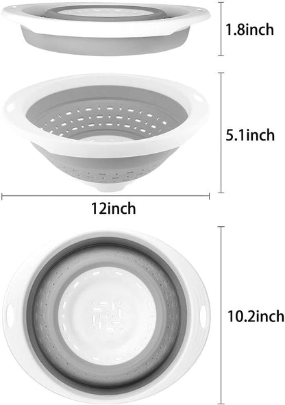 QiMH Collapsible Colander and Strainer, 5 Quart(1.25 gal), Heavy Duty Kitchen Drainer Basket for Pasta, Veggies and Fruits, New Home Apartment Essentials