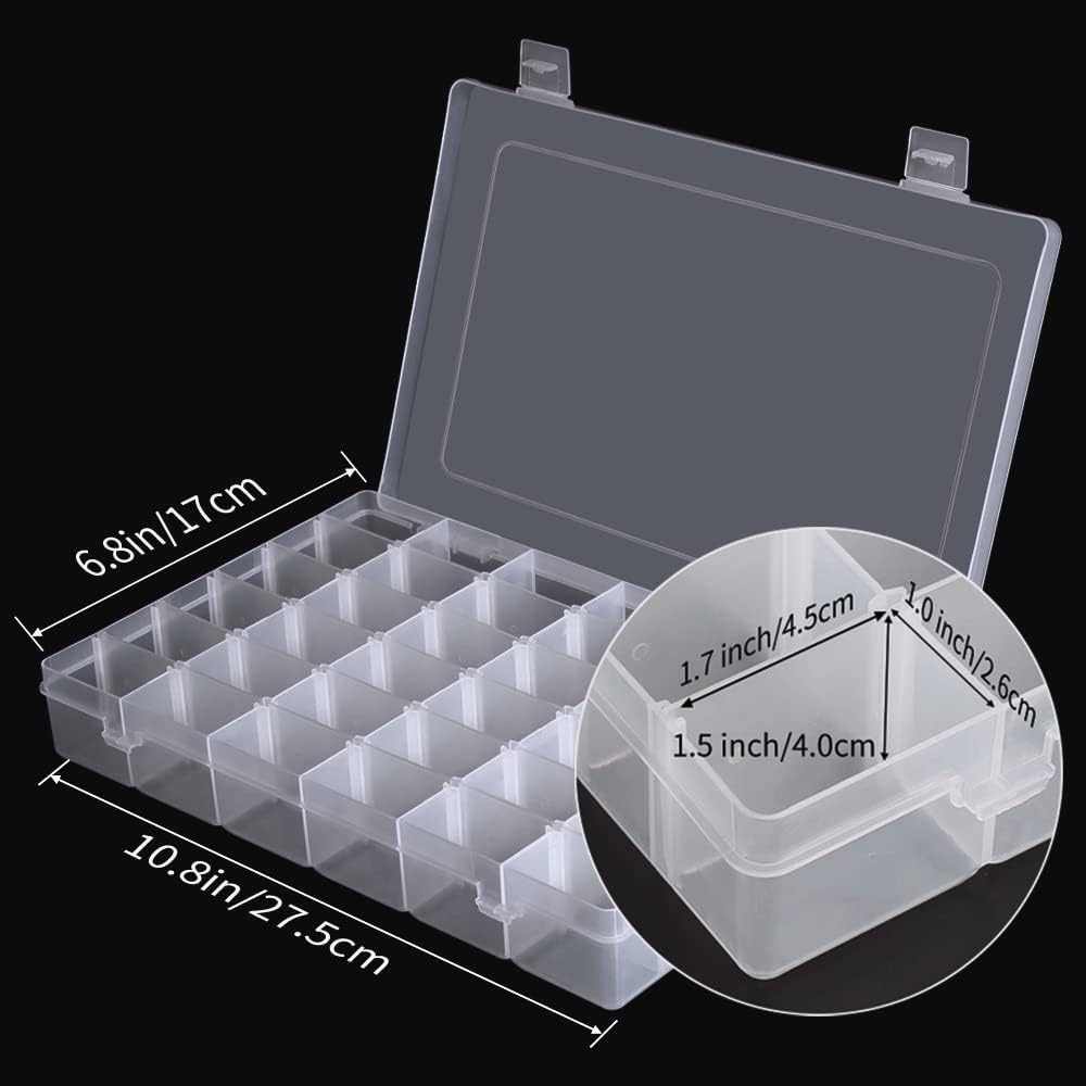 Opret 15 Grids Bead Organizer(4 Pack), Earring Organizer Box, SMALL Plastic Clear Organizing Containers with Adjustable Dividers for Crafts Jewelry Screws Small Items, Size 6.9×3.9×0.9in
