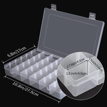 Opret 15 Grids Bead Organizer(4 Pack), Earring Organizer Box, SMALL Plastic Clear Organizing Containers with Adjustable Dividers for Crafts Jewelry Screws Small Items, Size 6.9×3.9×0.9in