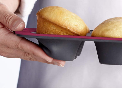 Trudeau Silicone Muffin Pan, 12 Cavities, Fuchsia (Model: 05115197KR)