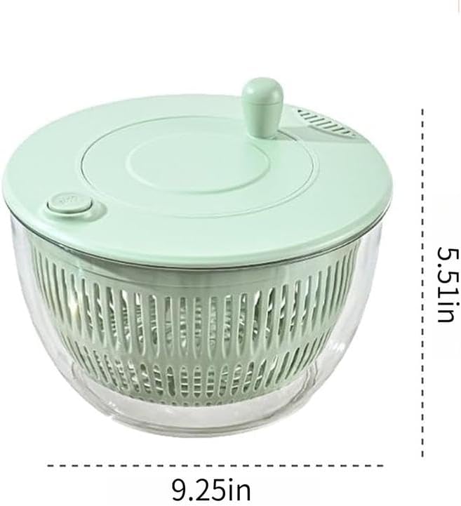Ceruaxb Salad Spinner Chopper Large with 5 Blades Slicer, Vegetables Fruits Wash Bowl, Lettuce Spinner and Dryer, Egg Yolk Strainer Slicer Shredder for Kitchen Colander, 5.3 Qt, Green