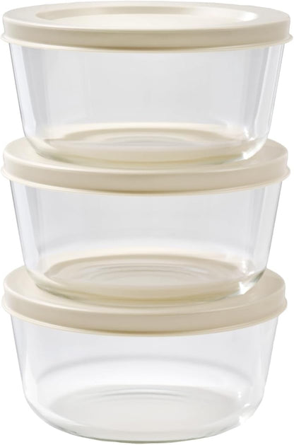 6-Piece Glass Food Storage Containers Set (3 Containers + 3 BPA-Free Lids) | 2-Cup, Leakproof | Microwave, Freezer, Oven & Dishwasher Safe | Ideal for Meal Prep & Pantry Organization, Pistachio