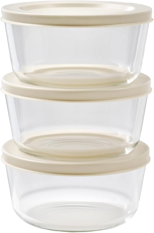 6-Piece Glass Food Storage Containers Set (3 Containers + 3 BPA-Free Lids) | 2-Cup, Leakproof | Microwave, Freezer, Oven & Dishwasher Safe | Ideal for Meal Prep & Pantry Organization, Pistachio
