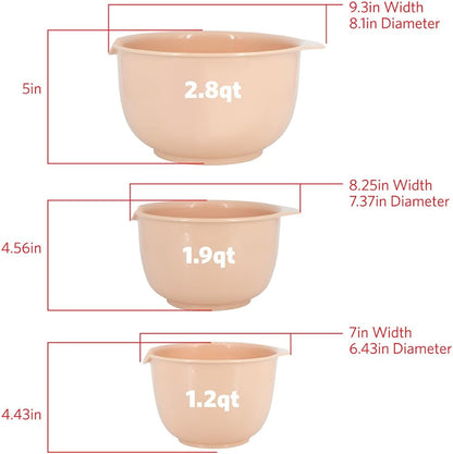 Glad Mixing Bowls with Pour Spout, Set of 4 - Nesting Plastic Bowls (1.2qt, 1.9qt, 2.8qt, and 3qt with Handle) - Non Slip Base, Dishwasher Safe Kitchen Cooking and Baking Supplies, Green