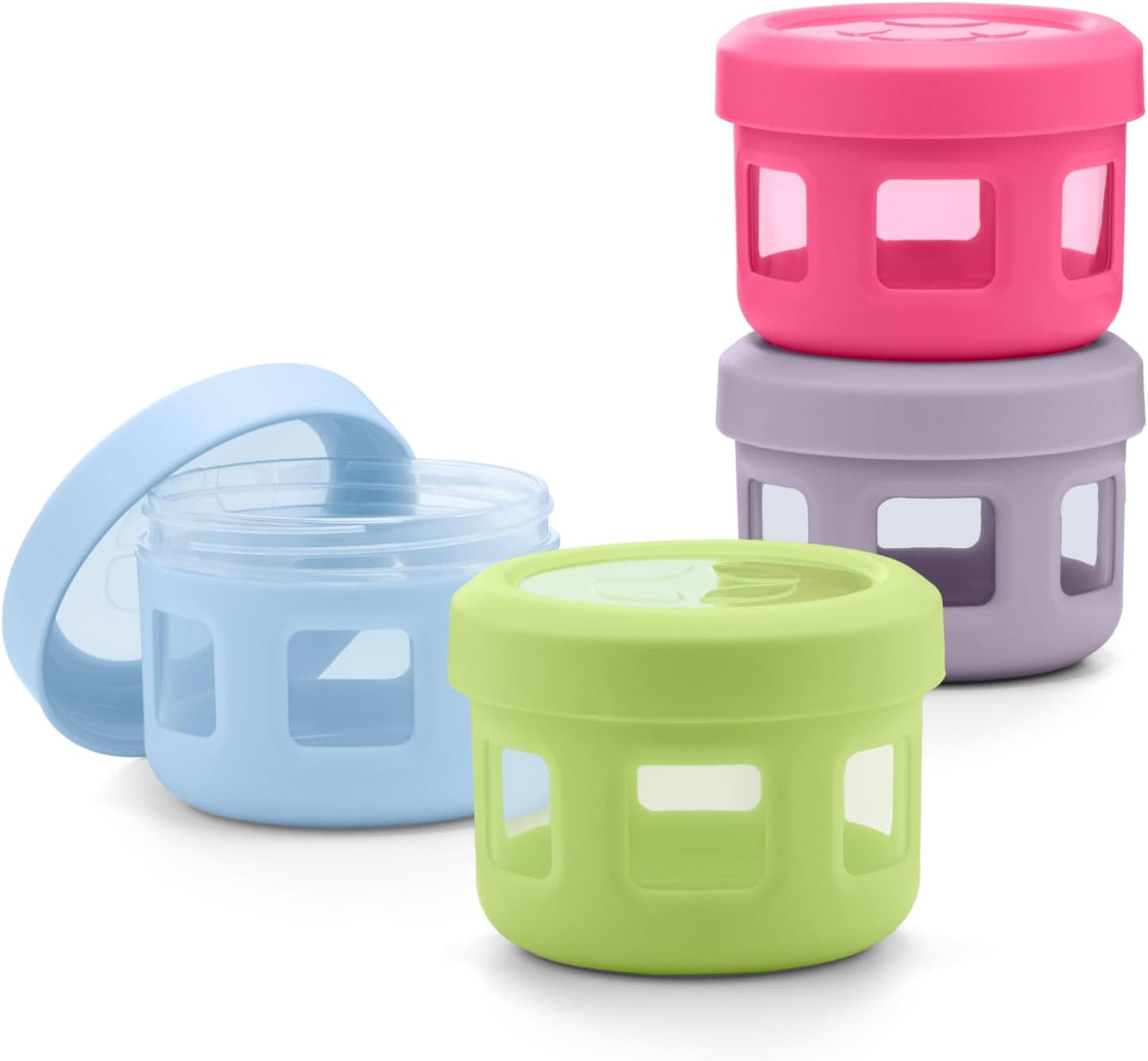Ello Reusable Condiment Containers 4oz each with Screw-on Leak Proof Lid | Perfect for Salad Dressing Sauce Dips Lunchbox Picnic Travel Bento Box | BPA-Free | Dishwasher Safe