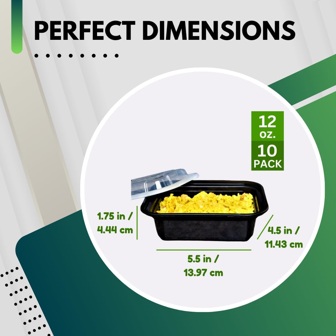 Green Direct Lunch Box Sets/Large Food Container with Lid / 2 Compartment Bento Box, Microwaveable, Freezer & Dishwasher Safe, Leak Proof, 10 Pack