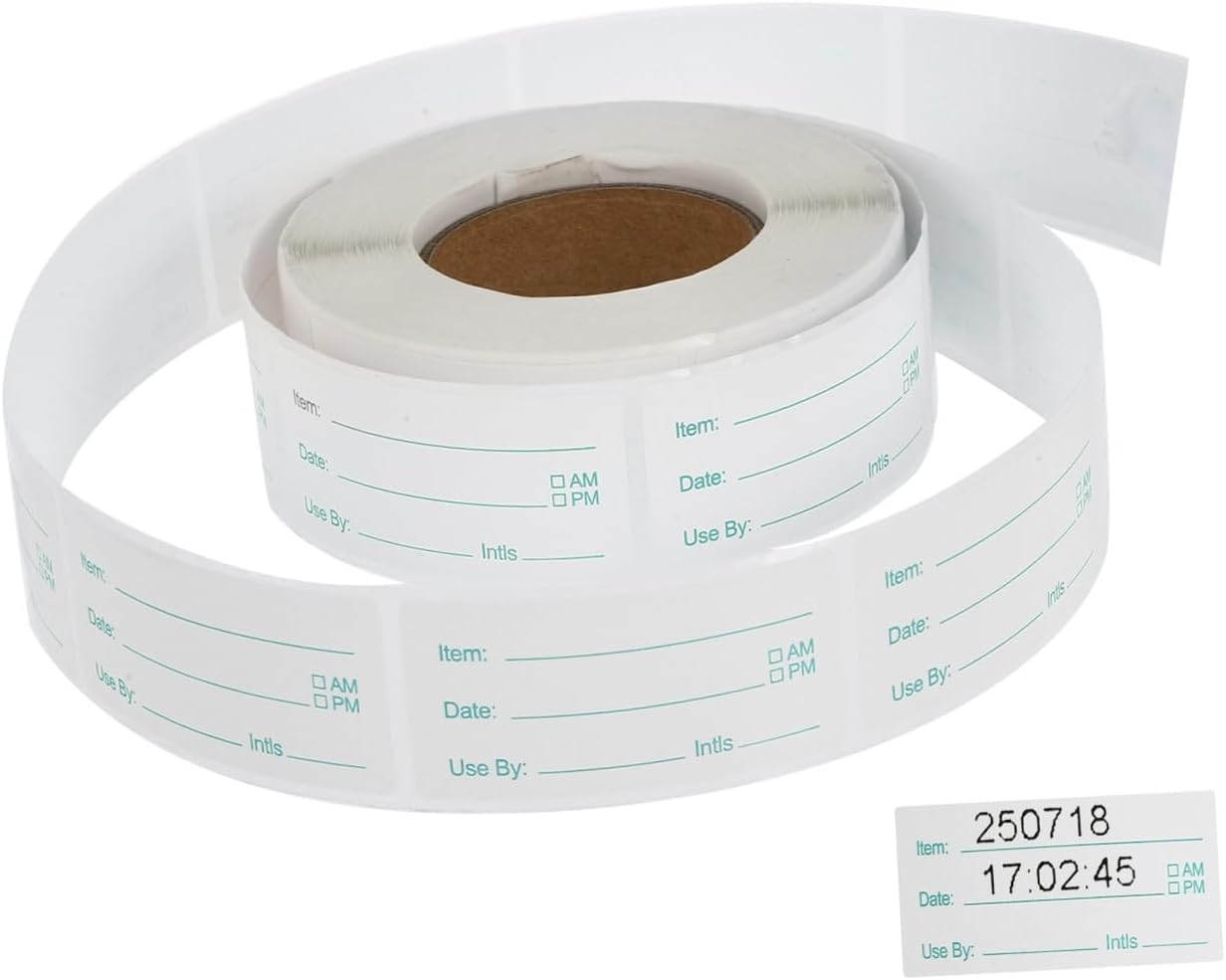 Food Storage Date Labels, Writable Freezer Stickers, Blue Removable Adhesive Kitchen Labels, 250pcs Roll for Food Containers and Pantry Organization