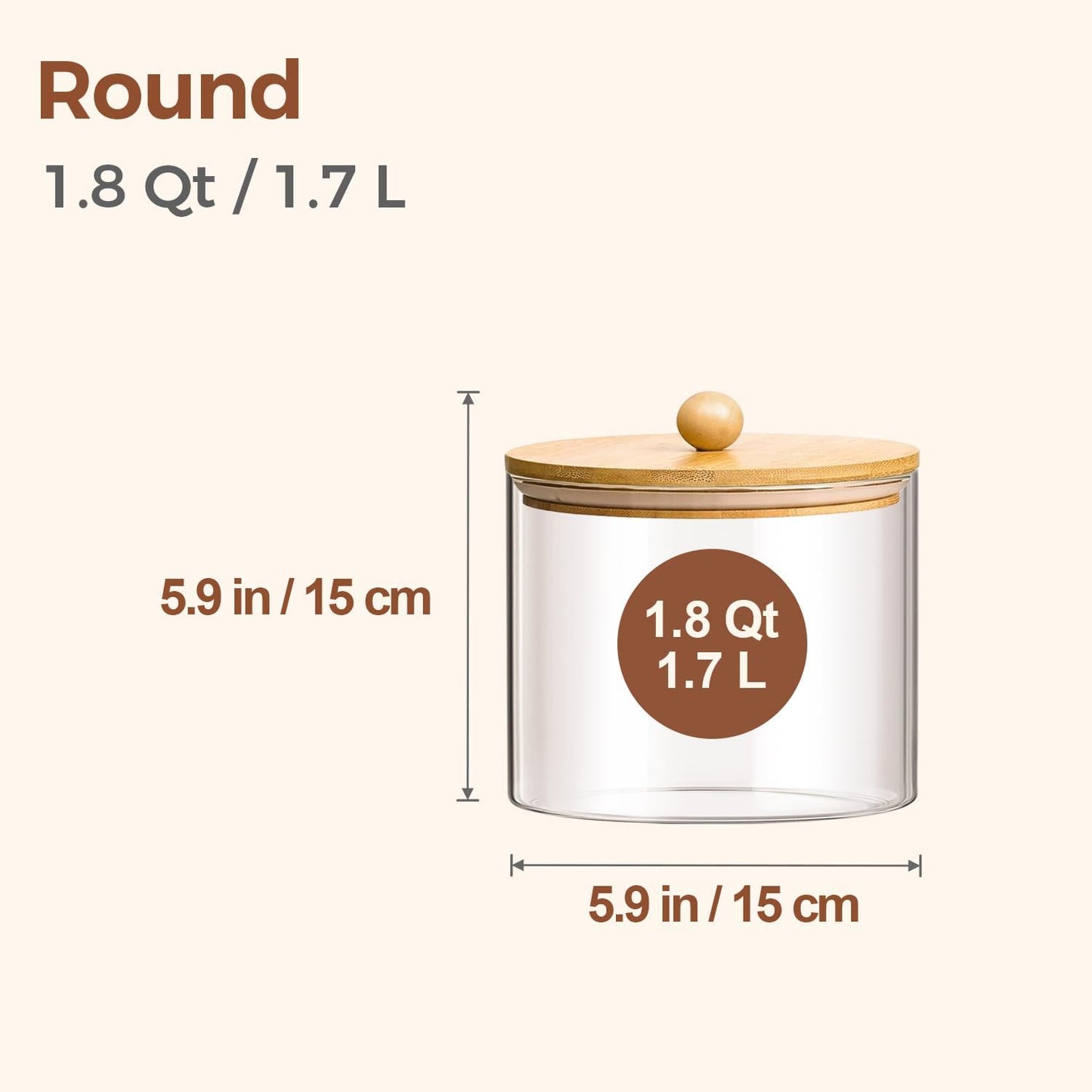 ComSaf Glass Food Storage Containers, 3.6Qt/1.2Qt Glass Flour and Sugar Containers with Airtight Lids, Large Square Jars with Bamboo Lids for Rice, Pasta, Oats, Grains, Cookies, Snacks, Candy