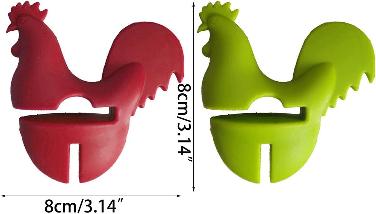 Chicken Pot Clip Spoon Holder Portable Cartoon Silicone-Pot Clip Anti-scalding Spoon Holder Pot Side Clip Cooking Tool, Red