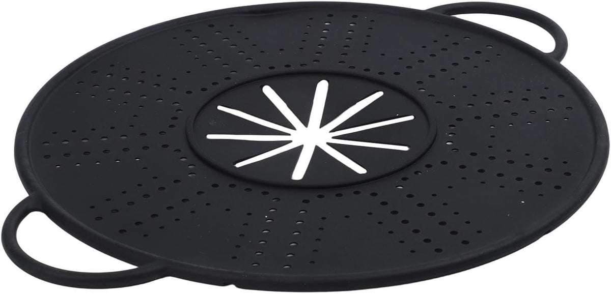 Silicone Spill Stopper Lid and Pot Holder, Heat-Resistant Food-Grade Cover for Boil-Over Prevention, Steaming, Insulation and Multi-Pot Compatibility(black)