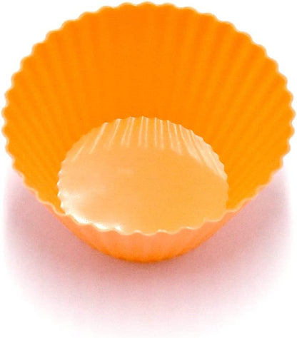 12PCS Silicone Mini Reusable Muffin Baking Cup Small Cupcake Holders Random Color Silicone Cupcake Liners Pastry Dessert Cups Nonstick Liner Molds for Making Muffin Chocolate Bread(Round)