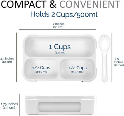 Small Snack Containers for Kids Toddlers - 3 Compartments (Set of 2) - Leak-Proof Reusable Boxes with Lids - BPA-Free Plastic Mini Bento Lunch Box - Holds 2 Cups Capacity (Pastel Blue+Teal Sparkle)