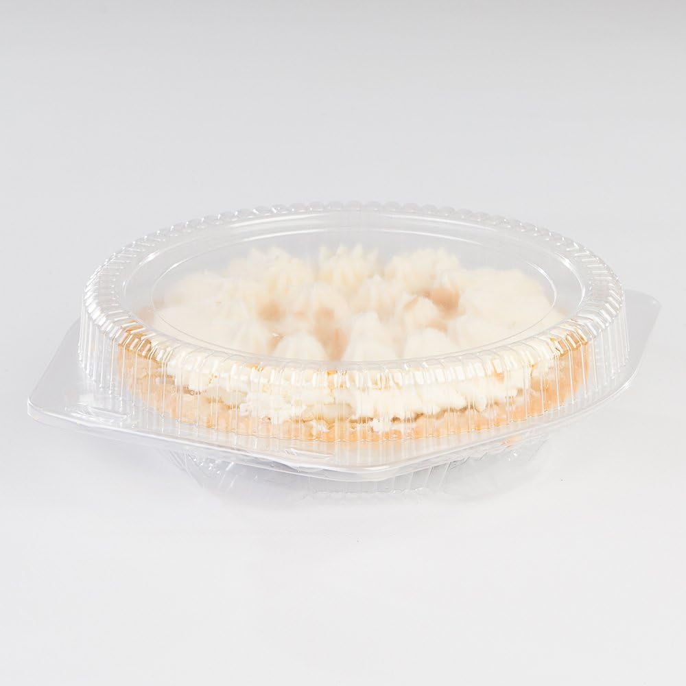 DFI Clamshell 9" Deep Pie Container with Hinged Lid LBH-992 Clear | 100/Case | For 9" Pies, 4" Tall Crystal Clear, Freshness Seal, Snap Closure, Freezer Safe, Stackable, Durable, 10.4" x 10" x 4"