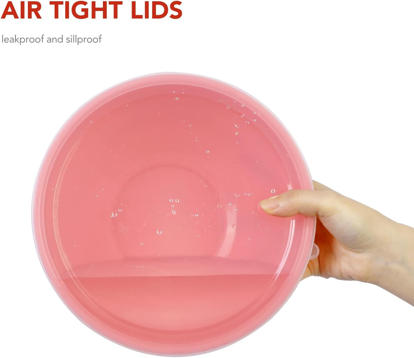 BoxedHome BPA Free Plastic Round Mixing Bowl with Lids, 12 Pack Nesting Bowls with Lids Set, Microwave and Dishwasher Safe Prep & Serving Bowls Great for Mixing, Baking, Serving (pinkish green, 12pcs)