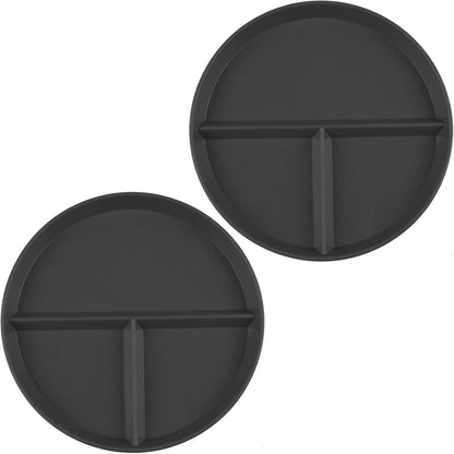 Portion Control Plate 2 Pack 9" Unbreakable Divided Plates,3 Compartment Dinner Plates, Reusable Plate Weight Loss for Adults, Color Black